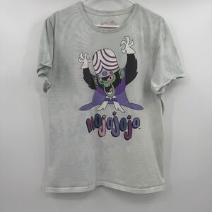 Power Puff Girls T Shirt Women Large Light Green Tie Dye Mojojojo Short Sleeves
